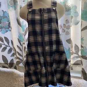 Plaid overall dress